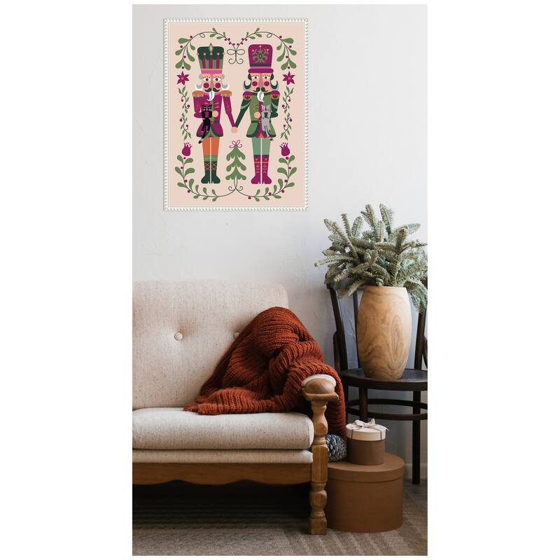 Kate and Laurel Sylvie Beaded Nutcrackers Framed Canvas by Rachel Lee