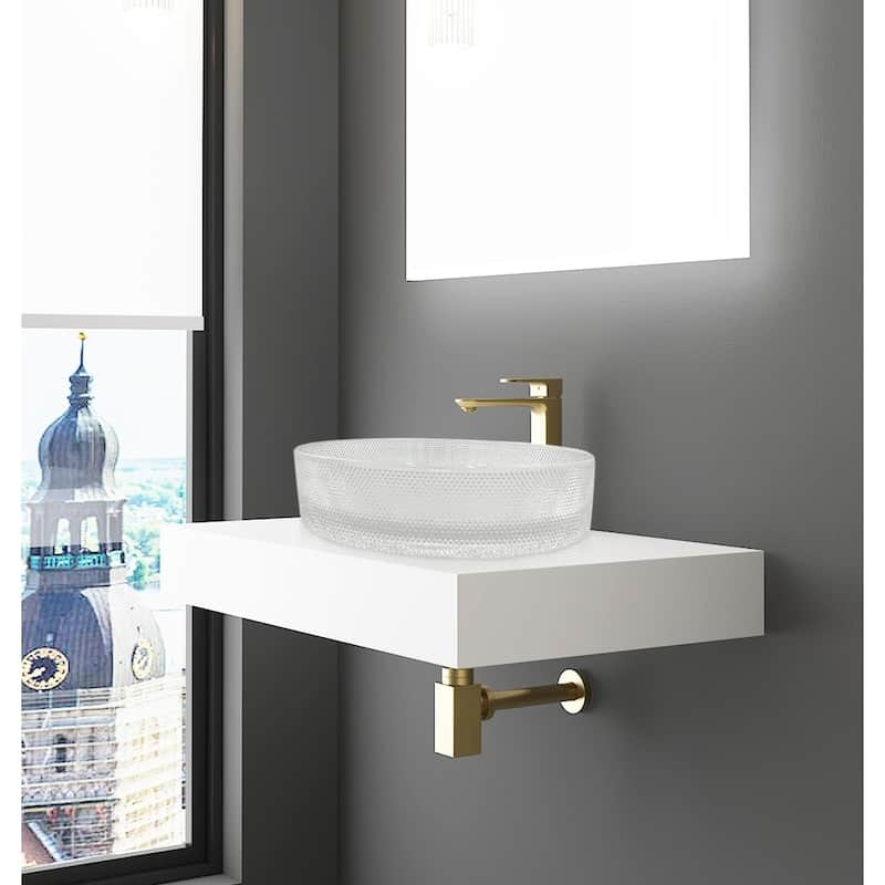 Decorative 20" Oval Crystal Vessel Sinks With White Base