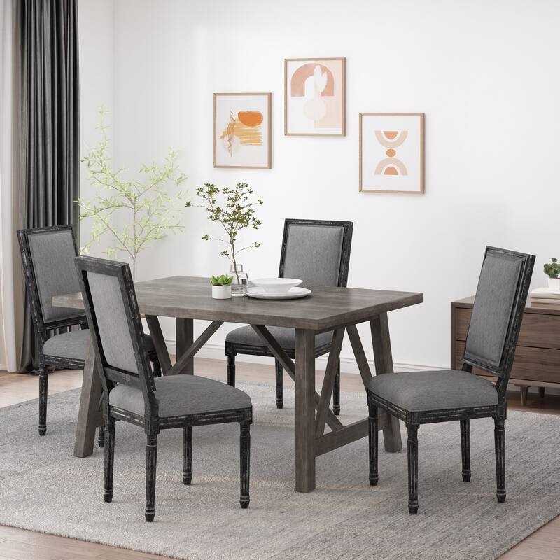 Regina Wood Upholstered Single Dining Chair by Christopher Knight Home - Grey