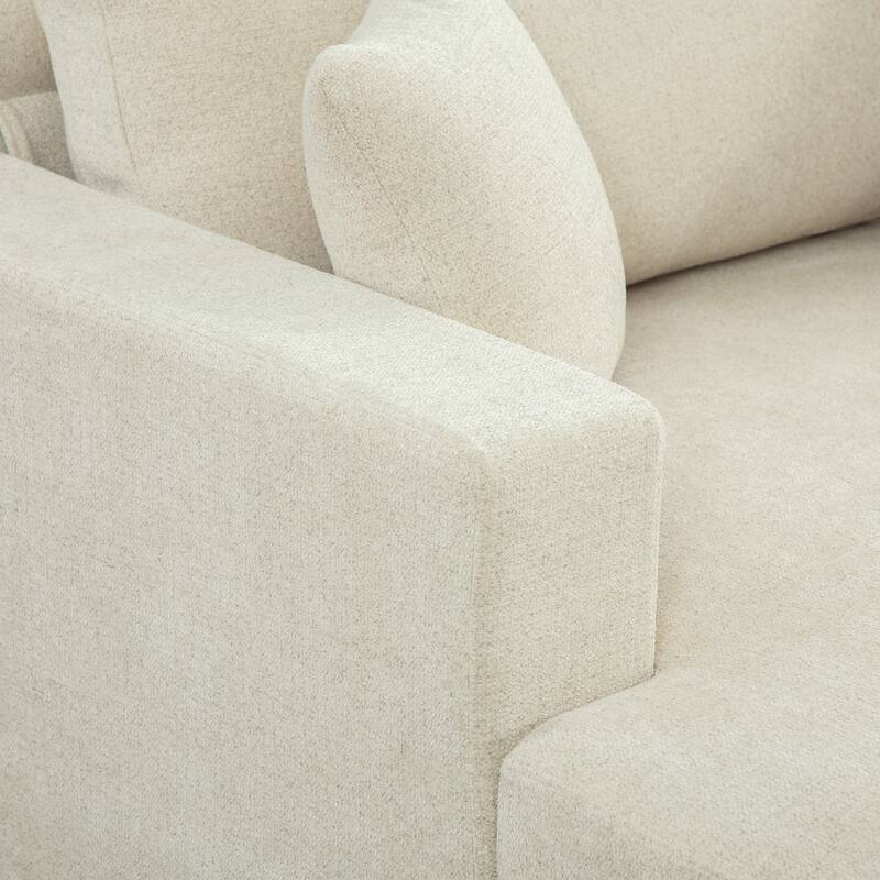 56.3"W Modern Chenille linen Loveseat Sofa,Sofa Bed with Pillows&Metal Legs