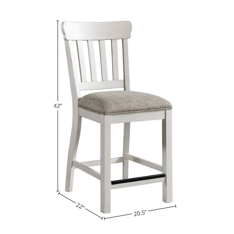 Drake Two-Toned Rustic White and Oak Slat Back Counter Height Barstool (Set of 2)
