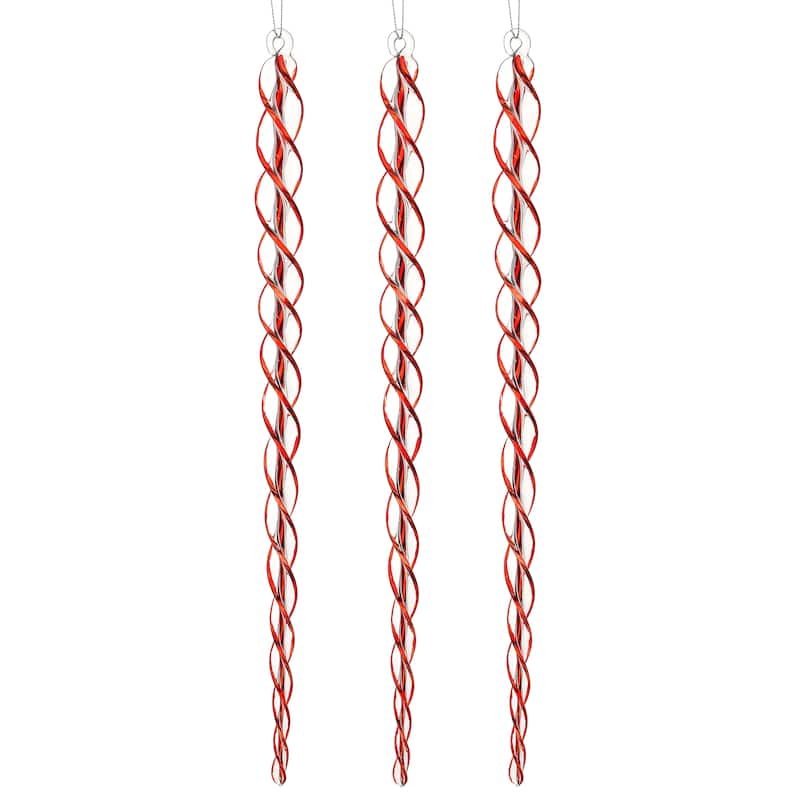 16.5" Glass Twisted Icicle Ornament