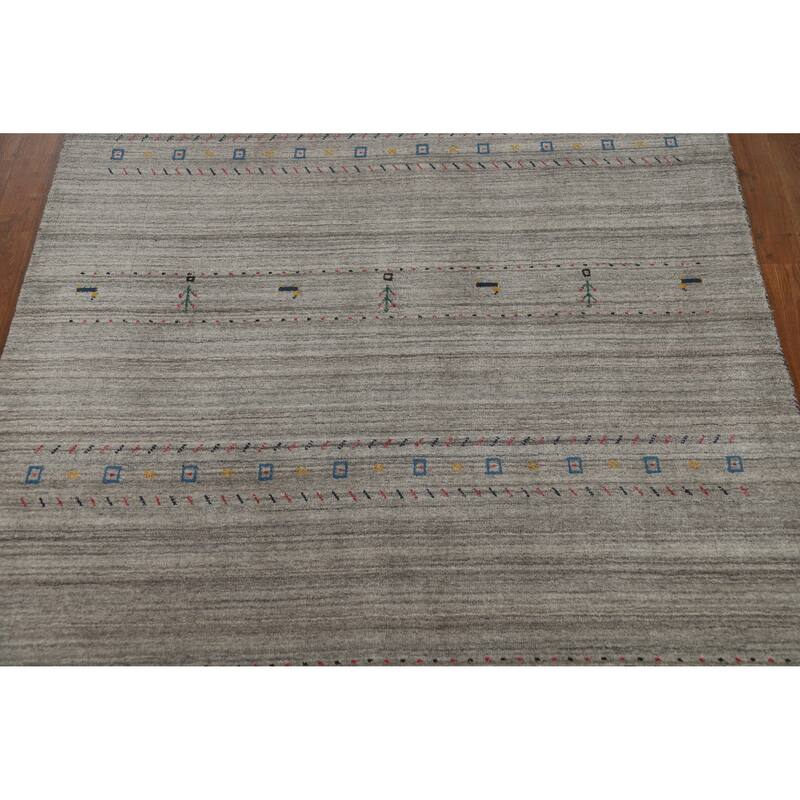 Oriental Grey Gabbeh Indian Area Rug Handmade Wool Carpet - 5'1" x 7'8"