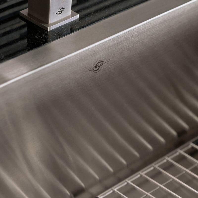 DAX Stainless Steel Farmhouse Top Mount Kitchen Sink, Brushed Stainless Steel Bed Bath