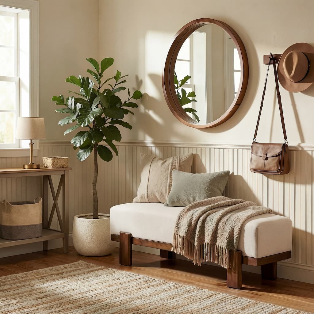 Christopher Knight Home - Kirov 54.75" Modern Upholstered Entryway Bench with 9" Thick Cushioned Seat & Solid Wood Legs