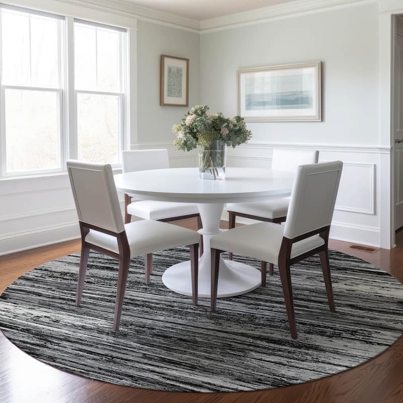 Machine Washable Indoor/ Outdoor Chantille Abstract Stripe Rug