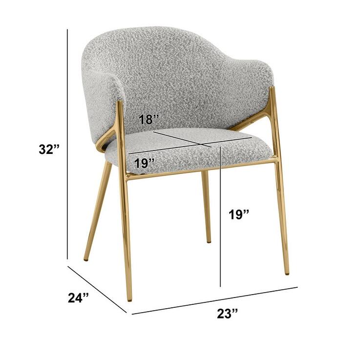 Best Quality Furniture Boucle Fabric Chrome Dining Chairs (Set of 2) - N/A