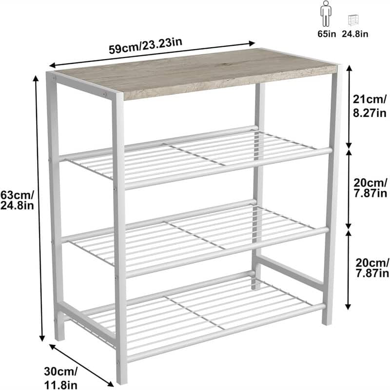 4 Tier Shoe Rack Shoe Storage Shelf - 11.8"D x 23.23"W x 24.8"H