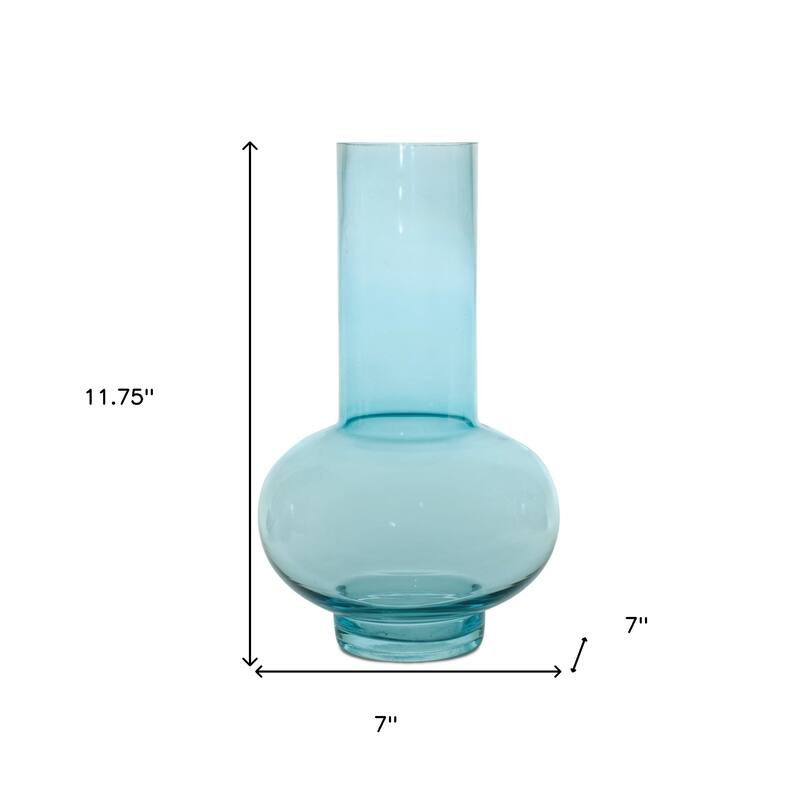 Set of Two Aqua Glass Round Table Vases - 7.00