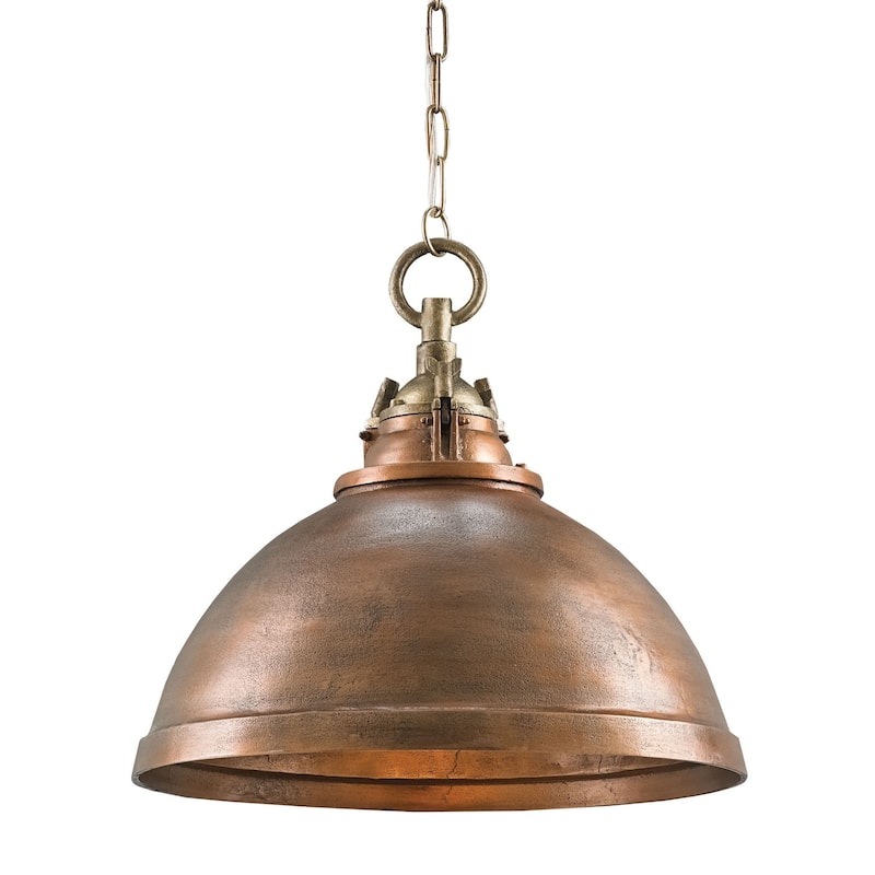 Currey & Company Admiral Brass Pendant - 18"h x 20"dia - 18"h x 20"dia - Copper/Antique Brass