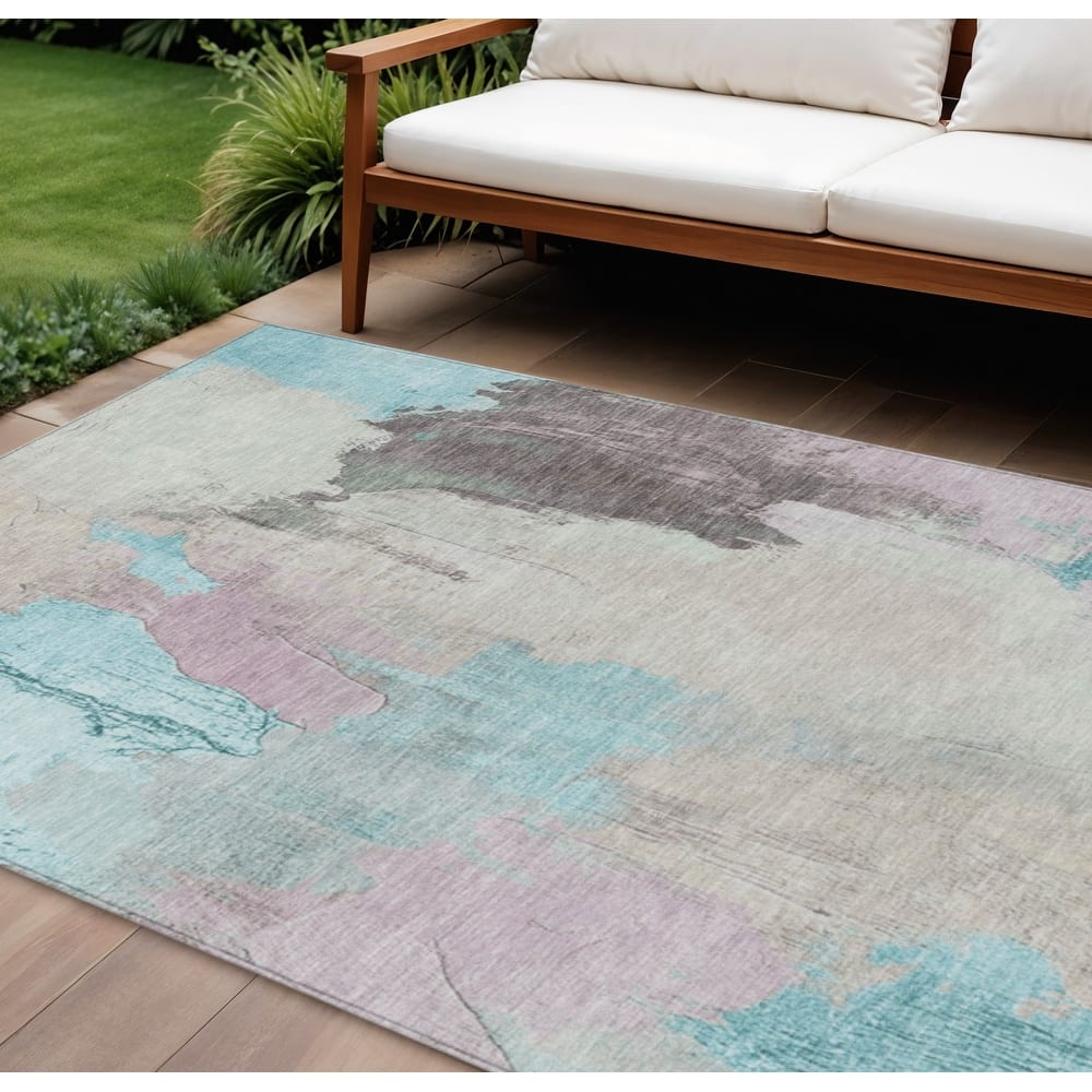 HomeRoots Abstract Transitional Rectangle Outdoor Rug