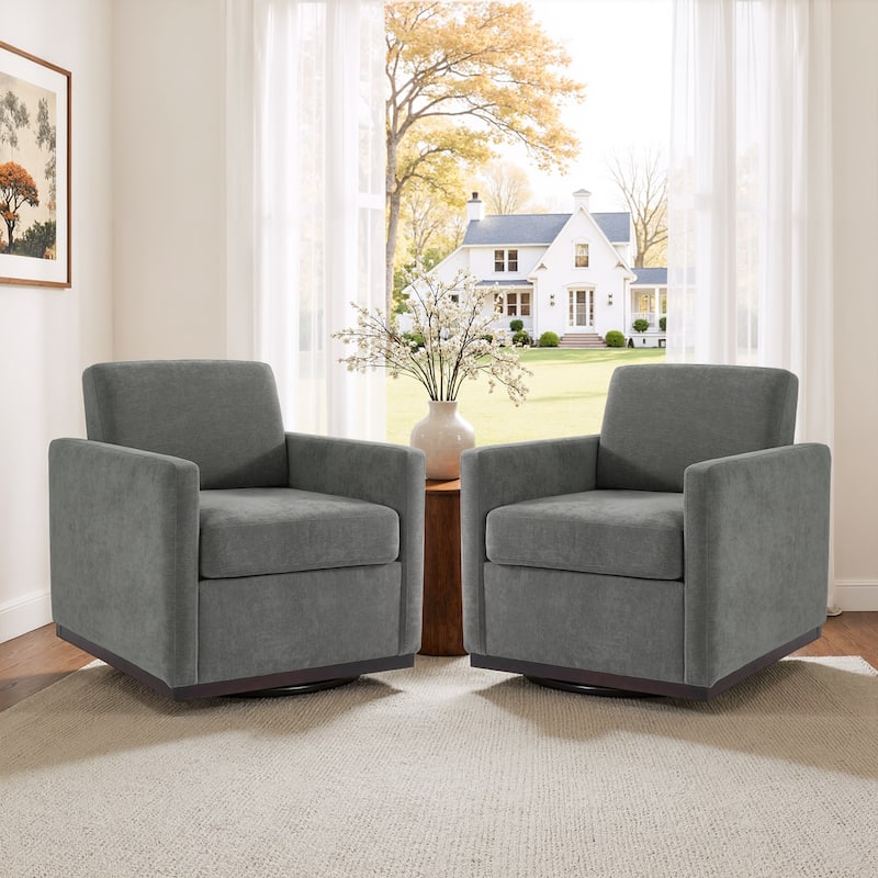 Set of 2 Modern Swivel Accent Armchairs Upholstered Arm Chairs