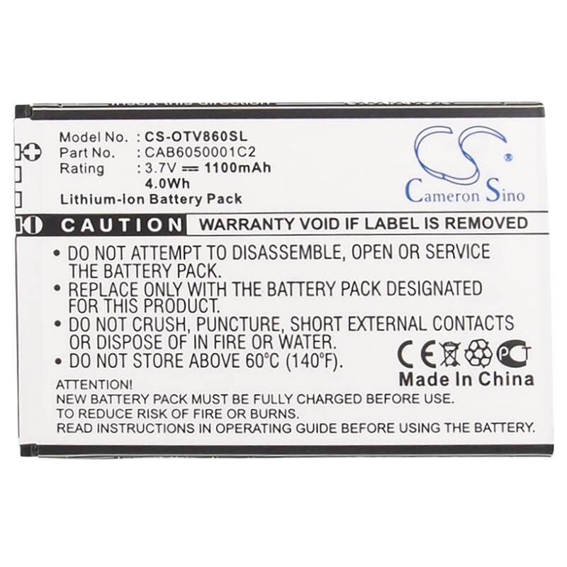 Battery for Vodafone Smart II V860 Alcatel OT-V860 CAB6050000C1 CAB6050001C2 - Black