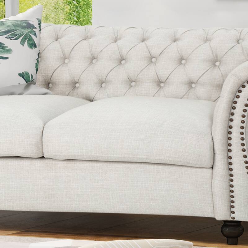 Modern Tufted Fabric Upholstered Sofa by Christopher Knight Home