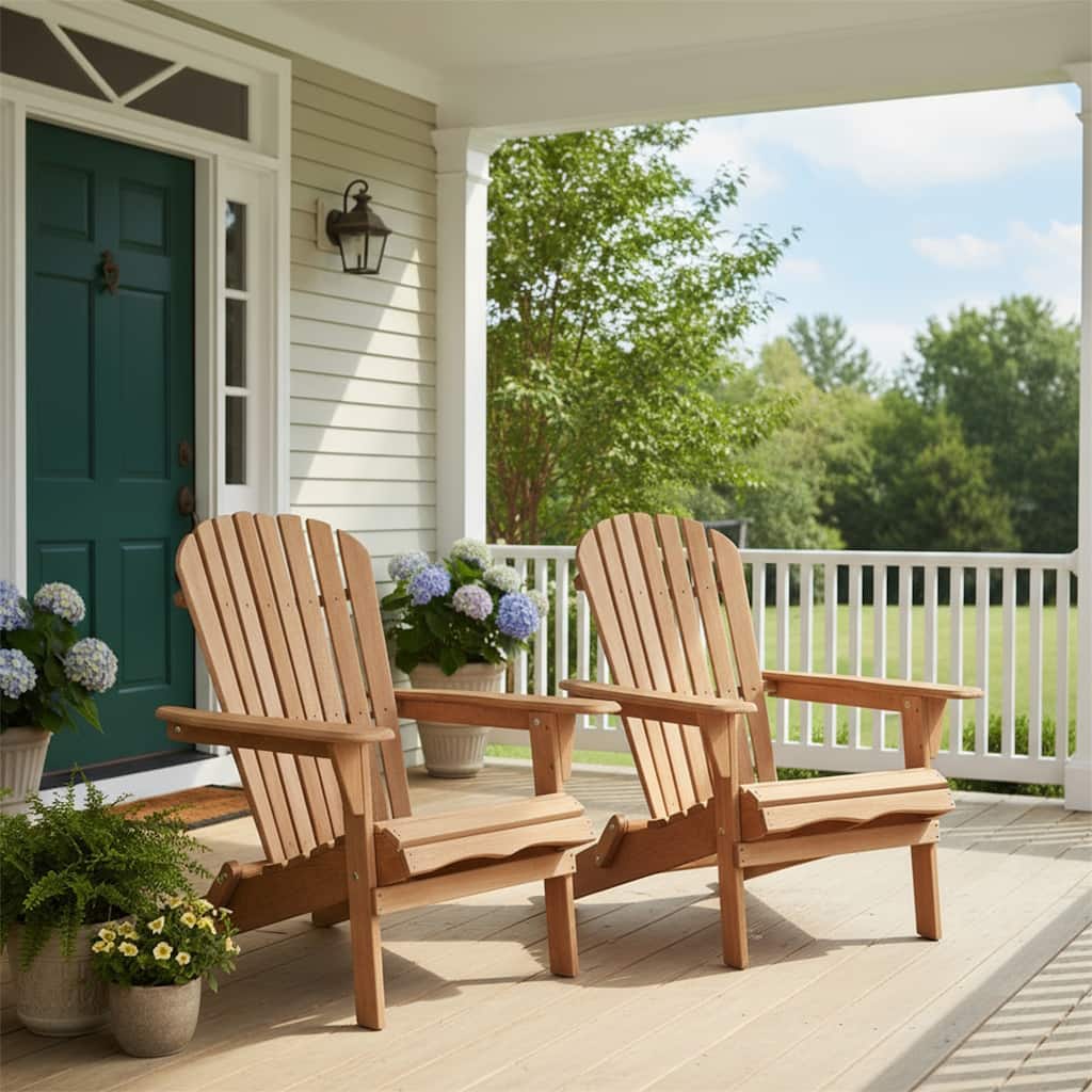Wood Folding Adirondack Chairs (Set of 2)