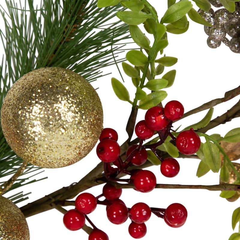 Ball Ornaments Glittered Artificial Christmas Garland - 5' x 10" - Unlit - 5' x 10"