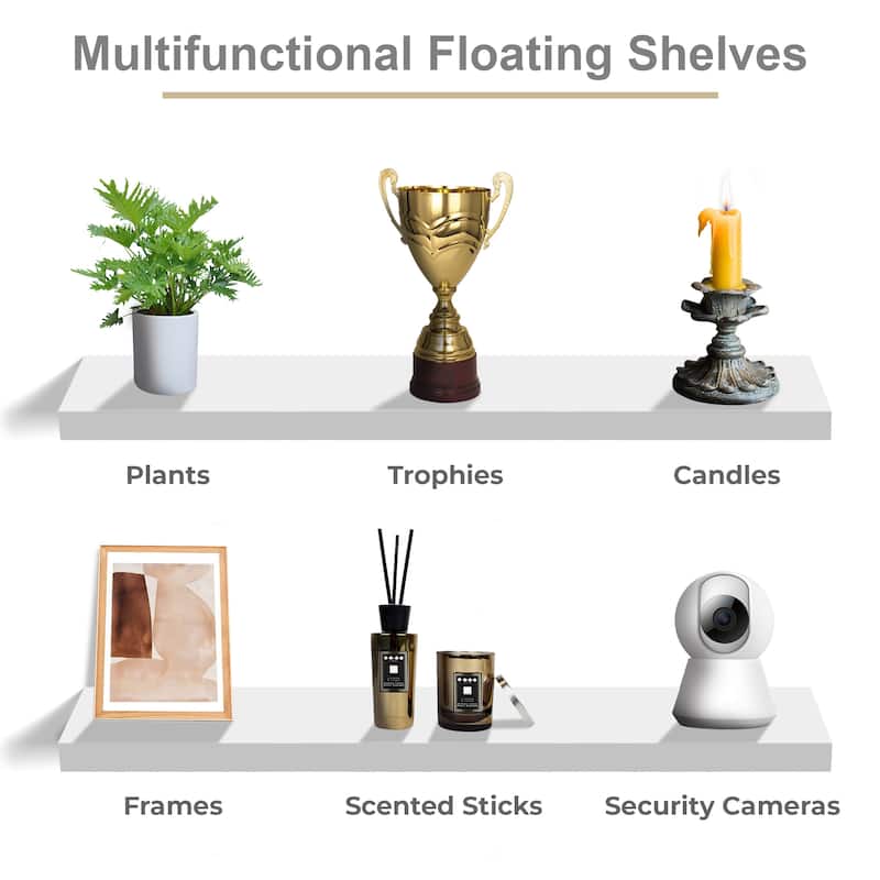 Sorbus Floating Shelves for Wall, 2 Extra Long Wall Mounted Floating Shelves - 9.25"L X 47” W X 1.5” H
