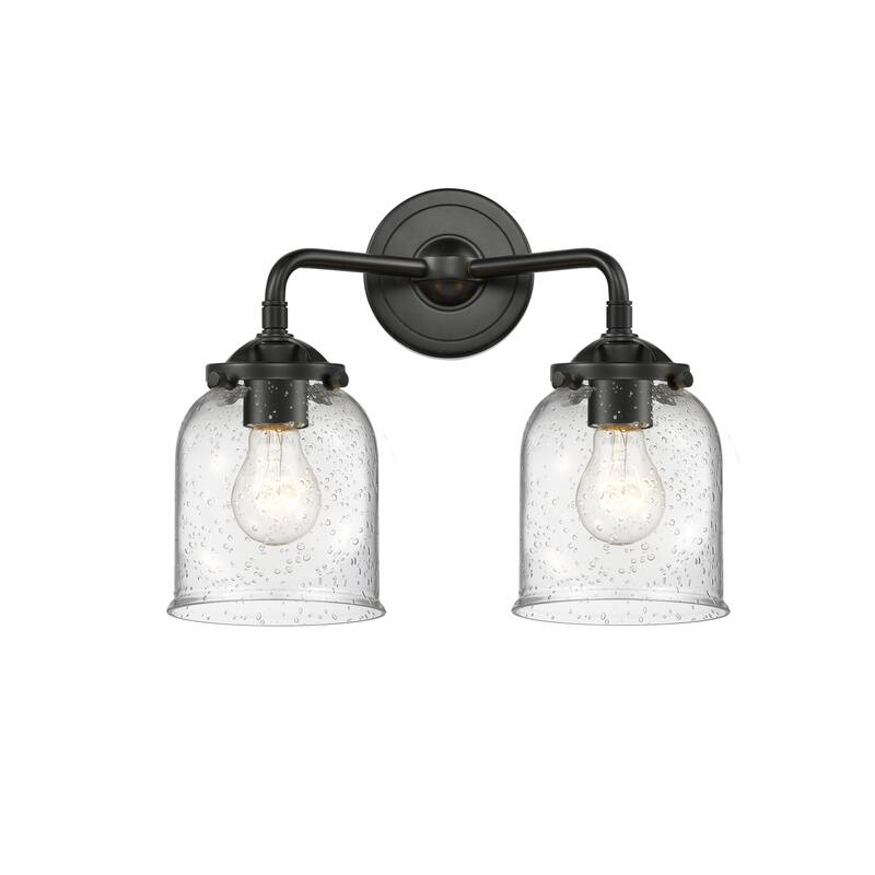 Innovations Lighting Small Bell 2 Light 13" Wide Bathroom Vanity Light - Oil Rubbed Bronze / Seedy