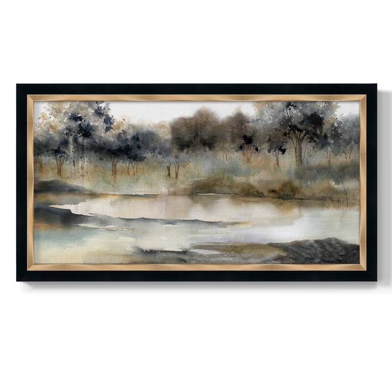 Serene River Premium Framed Canvas- Ready to Hang - 26x50 - Espresso