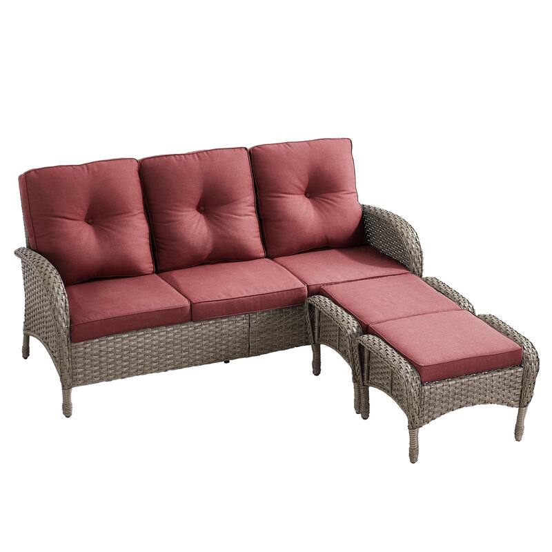 Outdoor Patio 3 Seats Sofa Ottmans Grey - Red