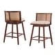 preview thumbnail 19 of 29, Christopher Knight Home - Talia Scandinavian Upholstered Wooden Counter Stool Set - Bar Chairs with Rattan Backrest