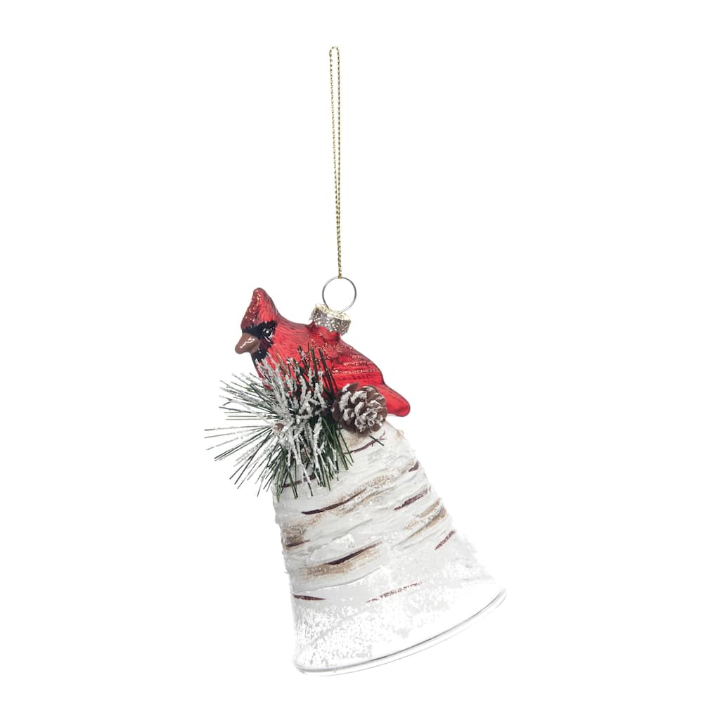 Transpac Glass 5 in. Holiday Cardinal Bell Ornament