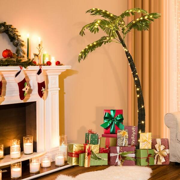 Shop 5 Ft Artificial Lighted Palm Tree With Led Lights Overstock
