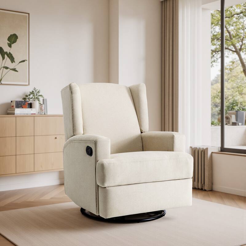 31'' W Wingback Manual Glider Swivel Rocker Recliner Nursery Chair - Beach
