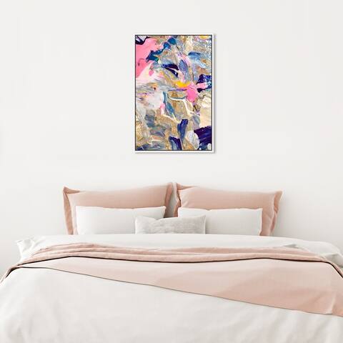 Oliver Gal 'Getting To Know You Gold' Abstract Wall Art Framed Canvas Print Paint - Gold, Pink
