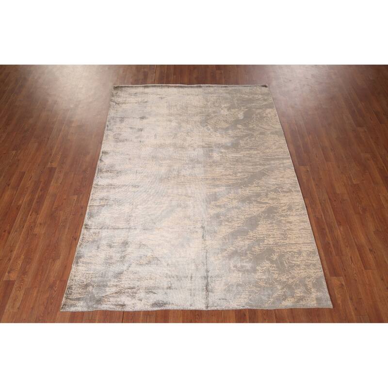 Abstract Indian Area Rug Hand-Knotted Oriental Wool Carpet - 5'8"x 7'10"