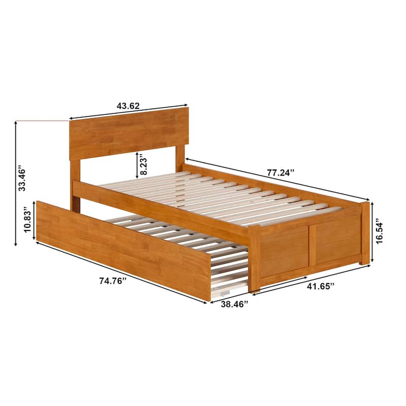 Orlando Platform Bed with Footboard and Twin Trundle Bed
