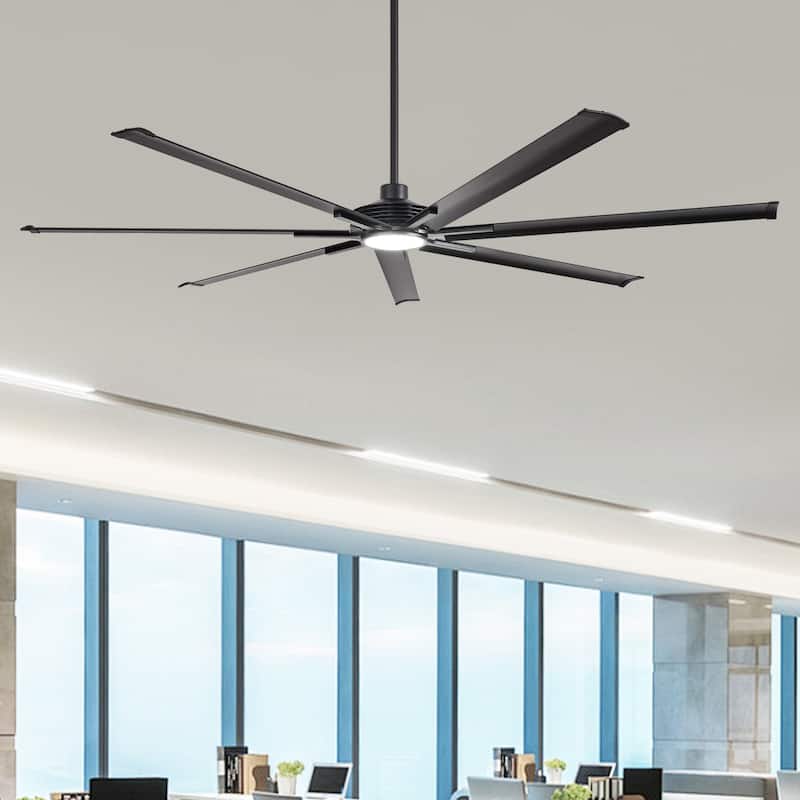 Ceiling Fan Industrial 100" Modern Black 7-Blade LED Light