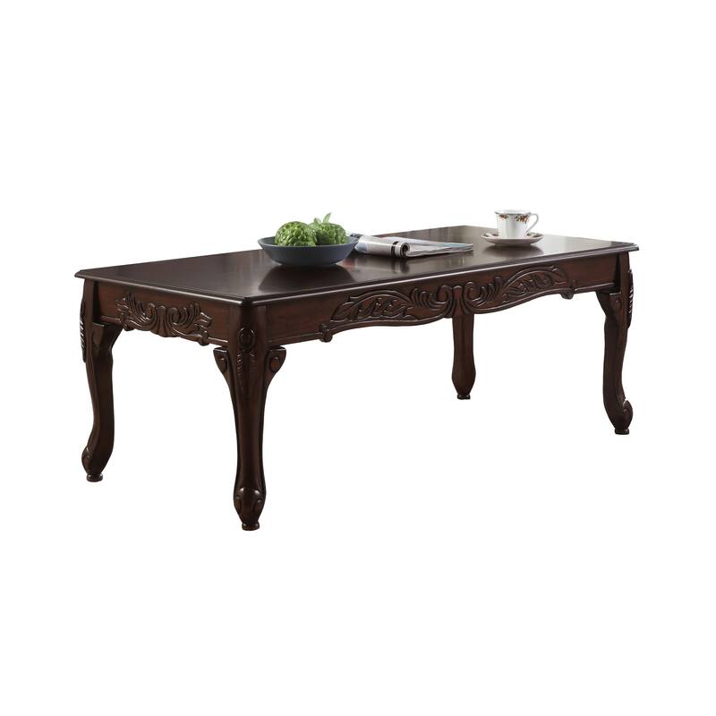 48" Traditional Wooden Coffee Table with Detailed Claw Feet for Living Room