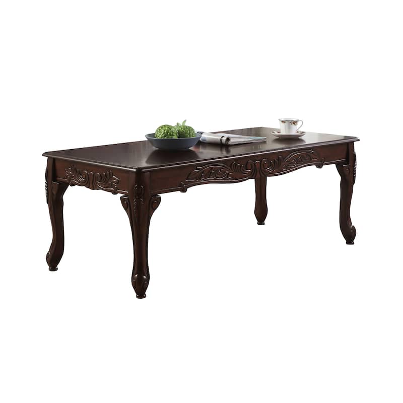 Traditional Dark Cherry Finish Wood Coffee Table