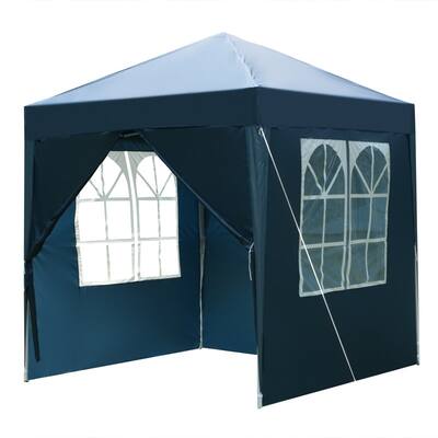 6.5x6.5FT Two Doors & Two Windows Practical Waterproof Right-Angle Folding Tent Green Blue