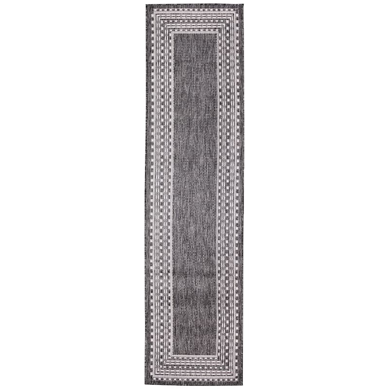 Liora Manne Malibu Etched Border Indoor/Outdoor Rug - 1'11" x 7'6" - Charcoal