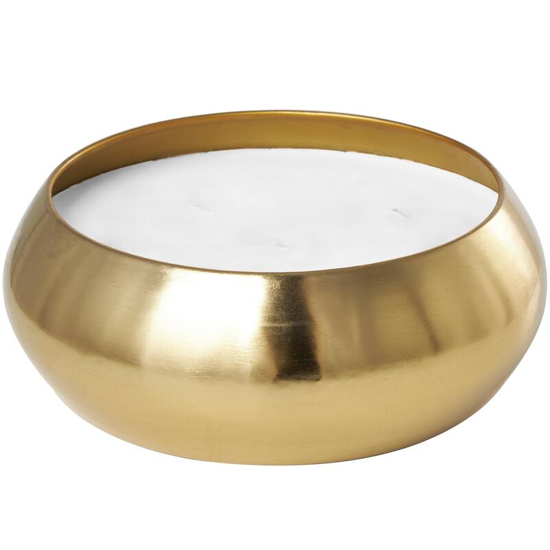 Metal Jasmine Scented Wide Dome 4 or 5 Wick Decorative Candle with White Wax - Gold - Roche River Decor