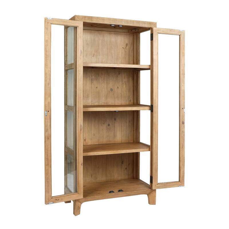 Classic Home Crest 79" Reclaimed Pine Wood Curio Cabinet in Natural
