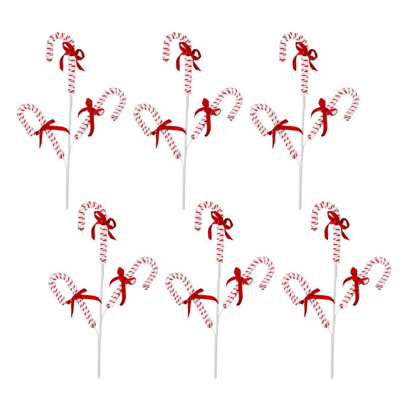 6 Piece Set Candy Cane Artificial Christmas Sprays 25"