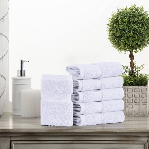 Superior Egyptian Cotton Pile Heavyweight Face Towel Set of 6 - White
