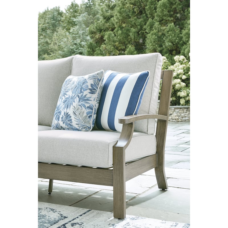Signature Design by Ashley Rainier Ranch Brown/Beige Outdoor Sofa with Cushion - 89.25" W x 36.25" D x 42" H