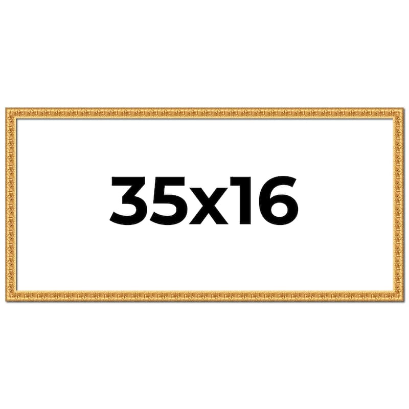 35x16 Frame Gold Real Wood Picture Frame Width 1 inches | Interior