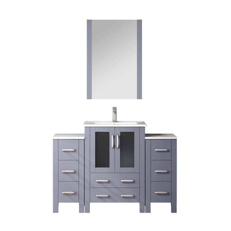 Volez Bath Vanity with Side Cabinets, Ceramic Top & Sink - 48 inch - Dark Grey