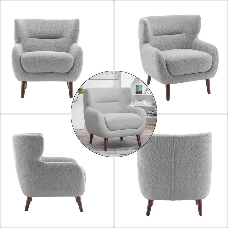 XINMICS Tufted Accent Chair, Wingback Upholstered Armchair for Living Room, Bedroom, Set of 1