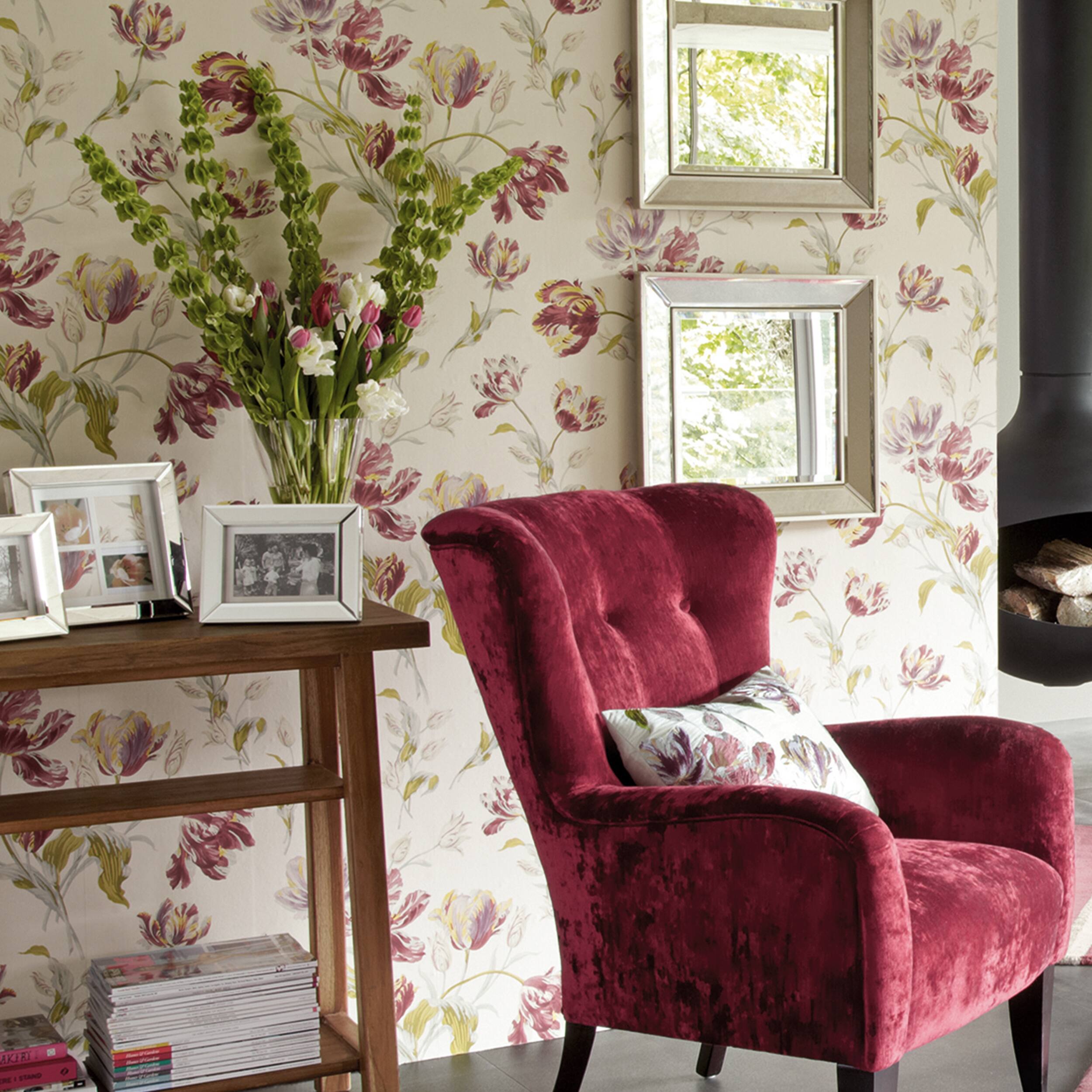 Laura Ashley Gosford Cranberry Wallpaper N/A Bed Bath & Beyond