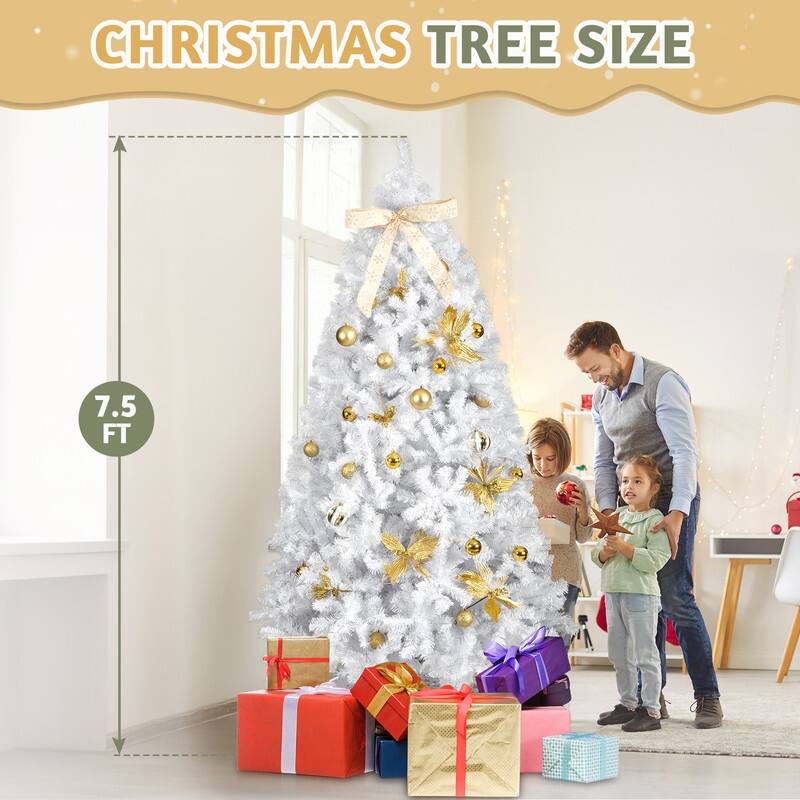7.5 FT Artificial Christmas Tree with DIY 400 Warm White LED Lights for Holiday Party Office Home