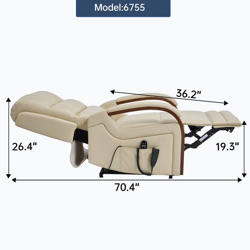 Dual Motor Power Lift Recliner with Heat Massage and Solid Wood Armrests