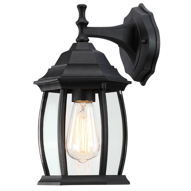 Textured Black Outdoor Wall Lartern Light Set of 2