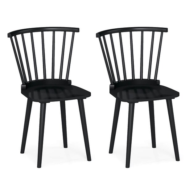 Costway Rubber Wood Windsor Dining Chairs Set of 2 with Spindle