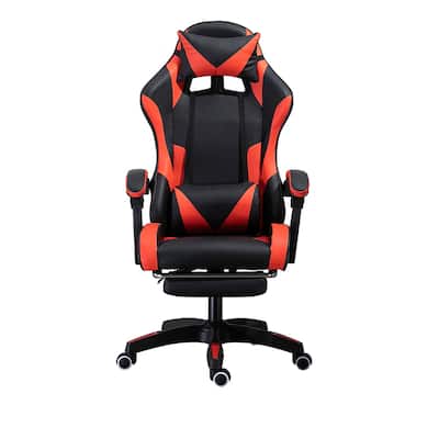 PU Leather Adjustable Backrest Swivel Gaming Chair with Footrest